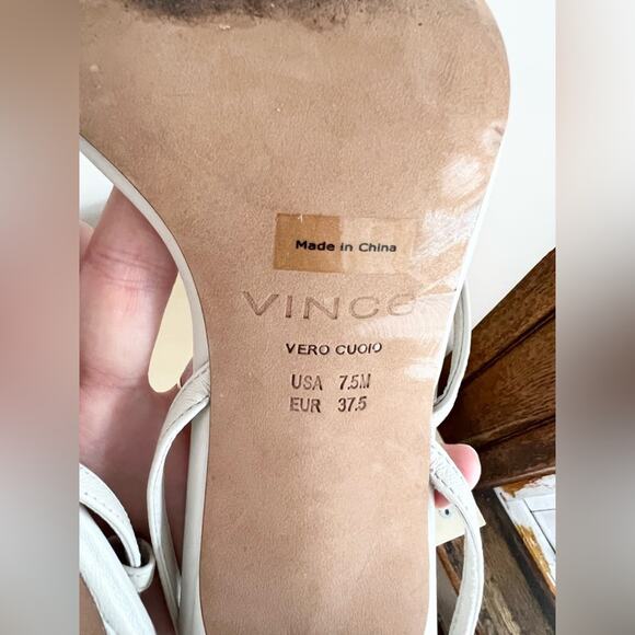 Vince Womens Qiana white Ankle Strap Heels Size 7.5 squared toe - Picture 7 of 12